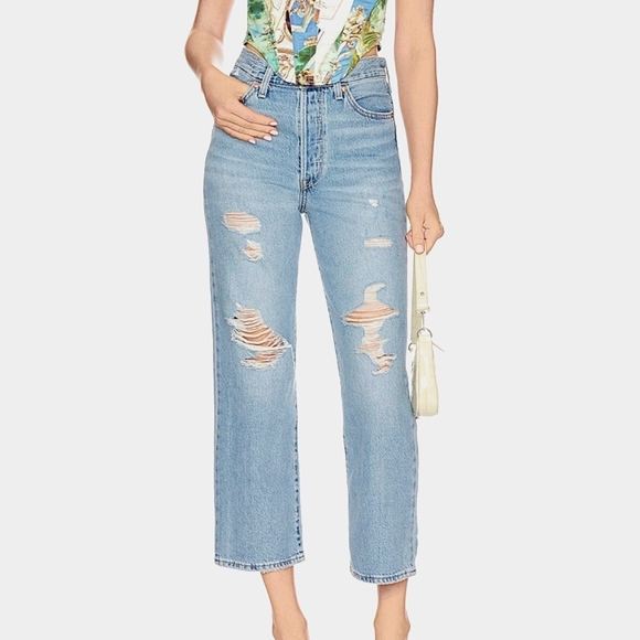 Levi's Ribcage Straight Jeans Hang Up Sz 27 - Picture 12 of 16